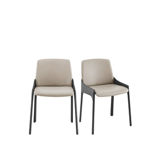HomeRoots Set of Two Gray & Black Upholstered Leather Side Chairs for Stylish Dining & Versatile Seating 400703