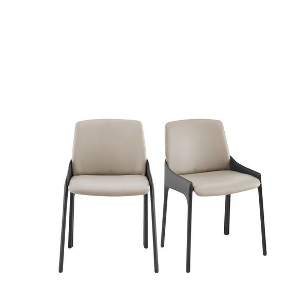 HomeRoots Set of Two Gray & Black Upholstered Leather Side Chairs for Stylish Dining & Versatile Seating 400703