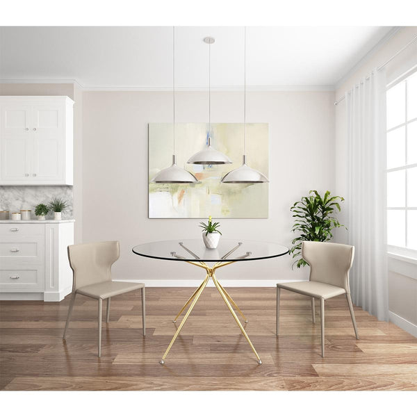 Homeroots Set Of Two Beige Upholstered Leather Curved Back Dining Side Chairs  Metal 400704