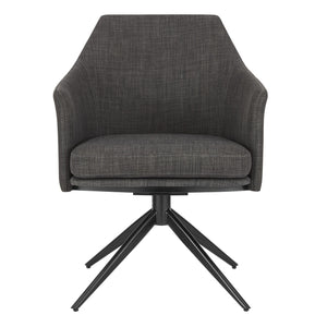 Homeroots Dark Gray And Black Upholstered Fabric Dining Arm Chair  Metal 400707