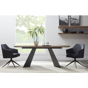 Homeroots Dark Gray And Black Upholstered Fabric Dining Arm Chair  Metal 400707