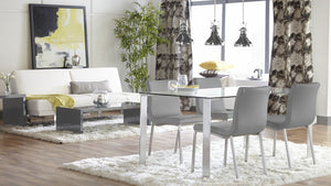 Homeroots Set Of Two Gray And Silver Upholstered Leather Dining Side Chairs  Metal 400708