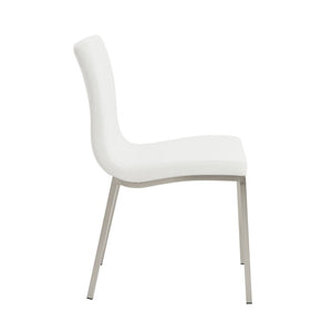 HomeRoots Set of Two Minimalist White Faux Leather Chairs - Sleek Design for Modern Dining & Office Spaces 400709
