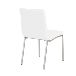 HomeRoots Set of Two Minimalist White Faux Leather Chairs - Sleek Design for Modern Dining & Office Spaces 400709