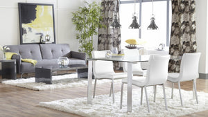 HomeRoots Set of Two Minimalist White Faux Leather Chairs - Sleek Design for Modern Dining & Office Spaces 400709