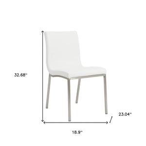 HomeRoots Set of Two Minimalist White Faux Leather Chairs - Sleek Design for Modern Dining & Office Spaces 400709