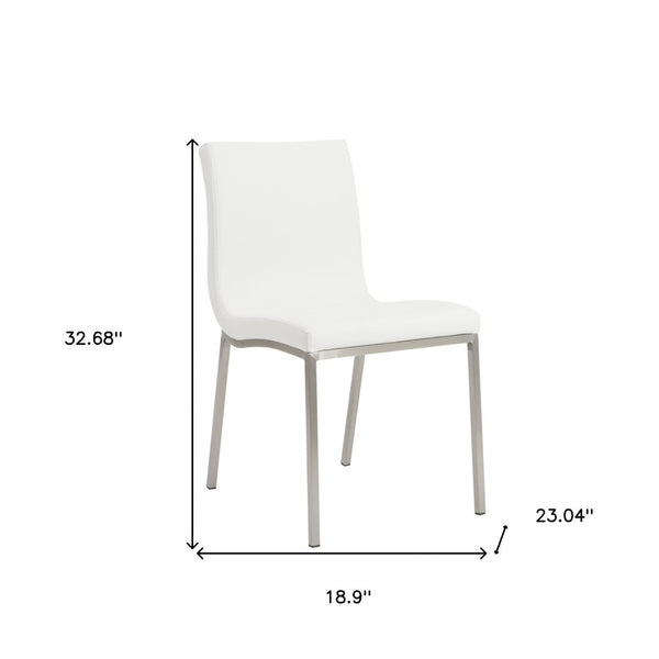 HomeRoots Set of Two Minimalist White Faux Leather Chairs - Sleek Design for Modern Dining & Office Spaces 400709