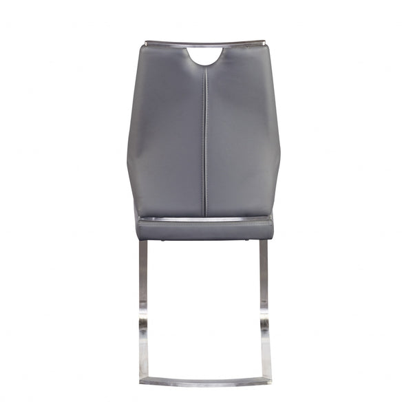 Homeroots Set Of Two Light Gray Faux Leather Cantilever Chairs  Metal 400712