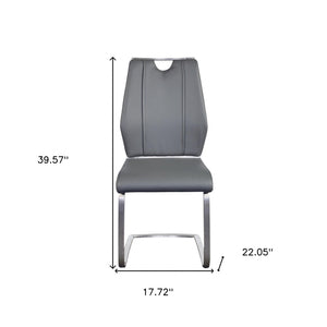 Homeroots Set Of Two Light Gray Faux Leather Cantilever Chairs  Metal 400712