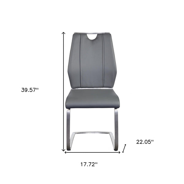 Homeroots Set Of Two Light Gray Faux Leather Cantilever Chairs  Metal 400712