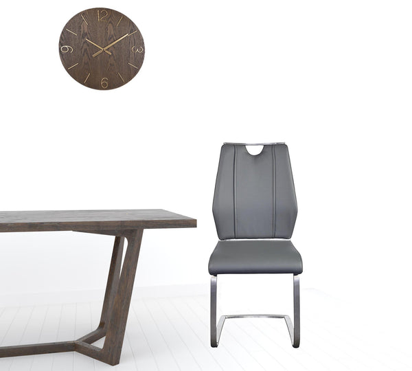 Homeroots Set Of Two Light Gray Faux Leather Cantilever Chairs  Metal 400712