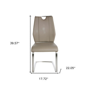 Homeroots Set Of Two Beige Faux Leather Cantilever Chairs  Metal 400713