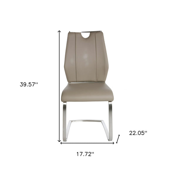 Homeroots Set Of Two Beige Faux Leather Cantilever Chairs  Metal 400713