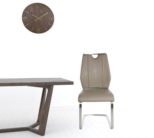 Homeroots Set Of Two Beige Faux Leather Cantilever Chairs  Metal 400713