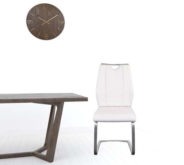 Homeroots Set Of Two White Faux Leather Cantilever Chairs  Metal 400714