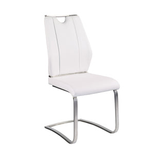 Homeroots Set Of Two White Faux Leather Cantilever Chairs  Metal 400714