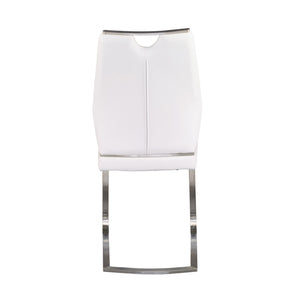 Homeroots Set Of Two White Faux Leather Cantilever Chairs  Metal 400714