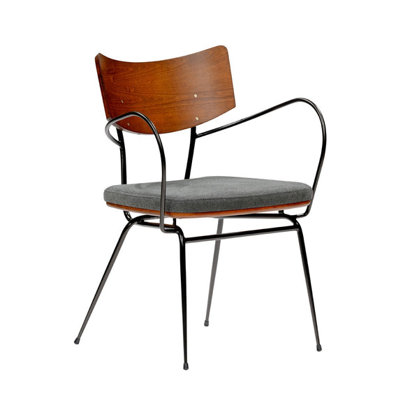 Homeroots Set Of Two Gray And Black Upholstered Fabric Open Back Dining Arm Chairs  Metal And Wood 400718