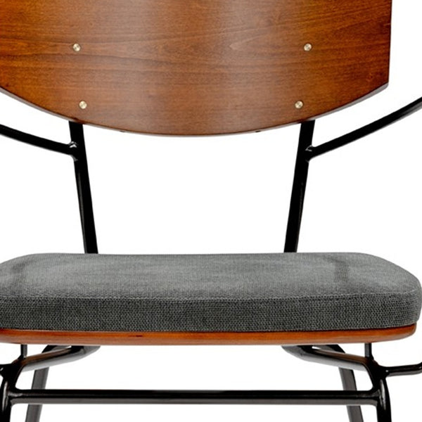 Homeroots Set Of Two Gray And Black Upholstered Fabric Open Back Dining Arm Chairs  Metal And Wood 400718