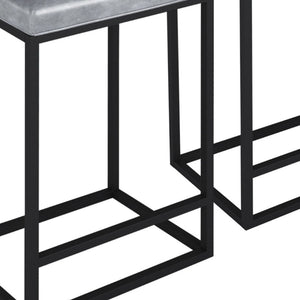 Homeroots Set Of Two " Gray And Black Faux Leather And Metal Backless Counter Height Bar Chairs   400721