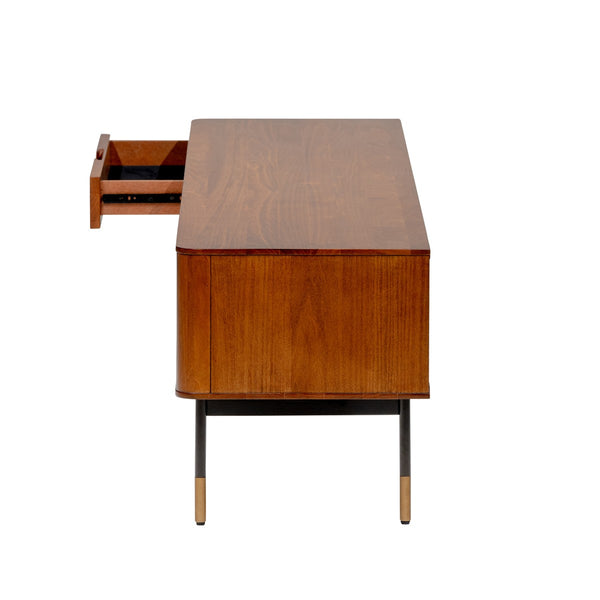 Homeroots Brown Wood And Wicker Media Stand  Solid Wood 400737