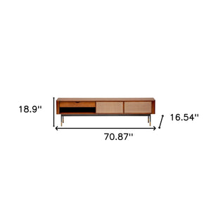 Homeroots Brown Wood And Wicker Media Stand  Solid Wood 400737