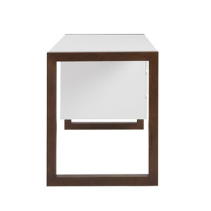 Homeroots 51" White And Brown Writing Desk With Three Drawers   400747