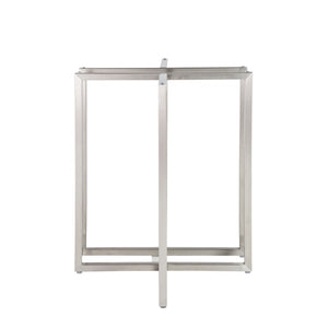 Homeroots 42" Clear And Silver Rounded Glass And Metal Trestle Base Dining Table   400750