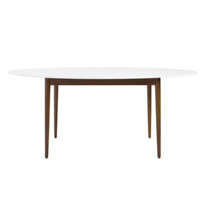 Homeroots 63" White And Brown Oval Dining Table   400751