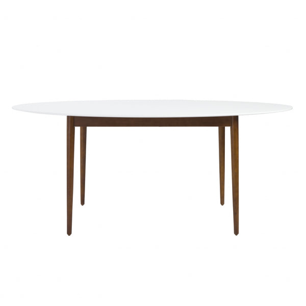 Homeroots 63" White And Brown Oval Dining Table   400751