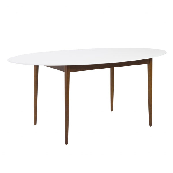 Homeroots 63" White And Brown Oval Dining Table   400751