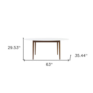 Homeroots 63" White And Brown Oval Dining Table   400751