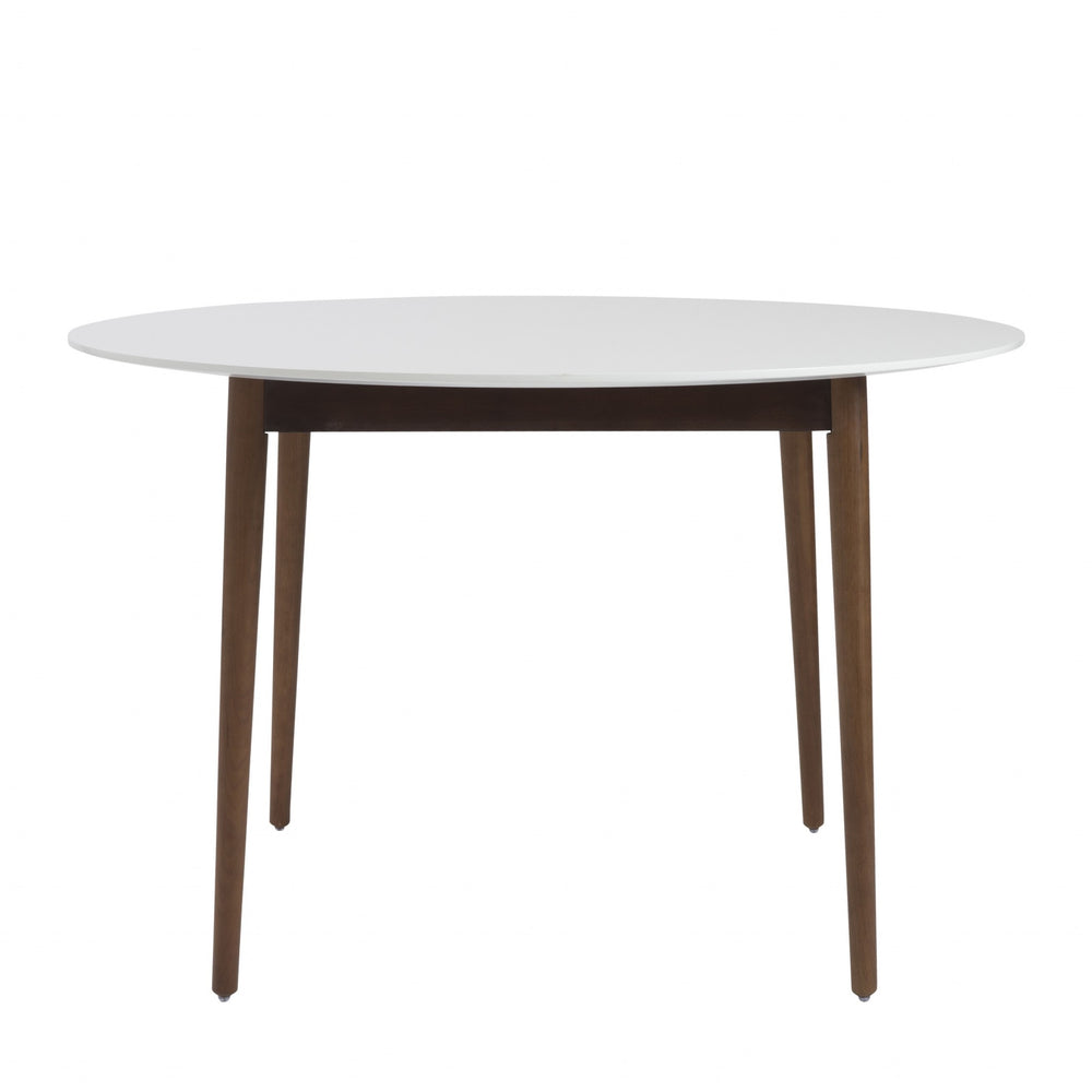 Homeroots 47" White And Brown Rounded Dining Table   400752