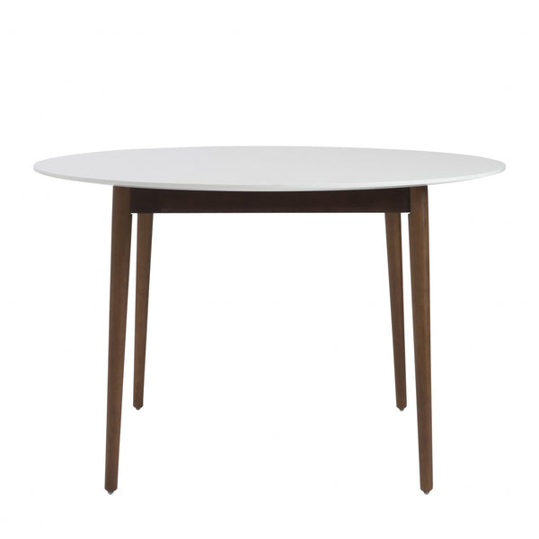 Homeroots 47" White And Brown Rounded Dining Table   400752