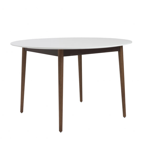 Homeroots 47" White And Brown Rounded Dining Table   400752