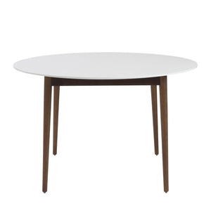 Homeroots 47" White And Brown Rounded Dining Table   400752