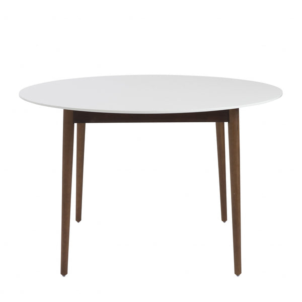 Homeroots 47" White And Brown Rounded Dining Table   400752