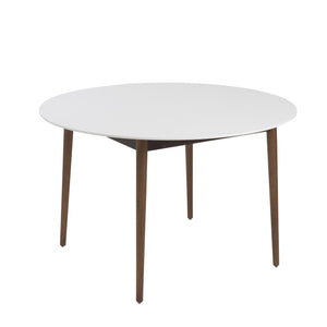 Homeroots 47" White And Brown Rounded Dining Table   400752