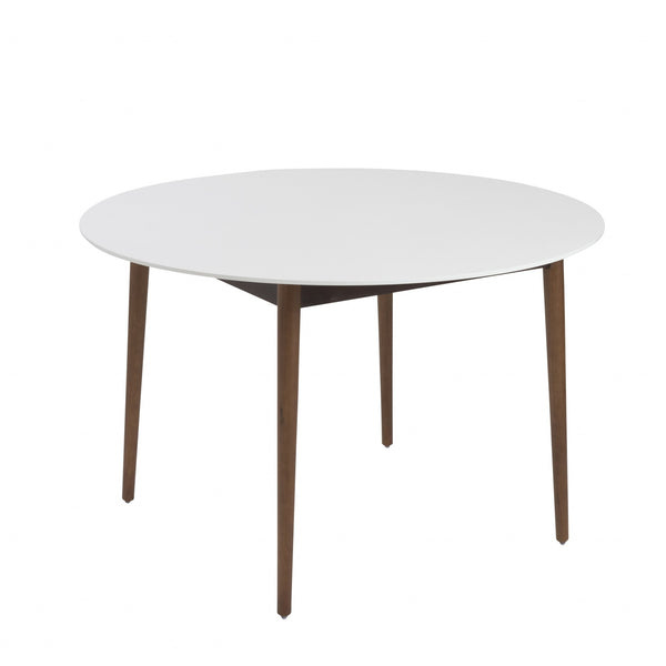 Homeroots 47" White And Brown Rounded Dining Table   400752