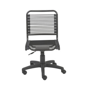 Homeroots Black Adjustable Swivel Bungee Rolling Office Chair  Round Bungie Cords,Steel Frame And Nylon Base 400762
