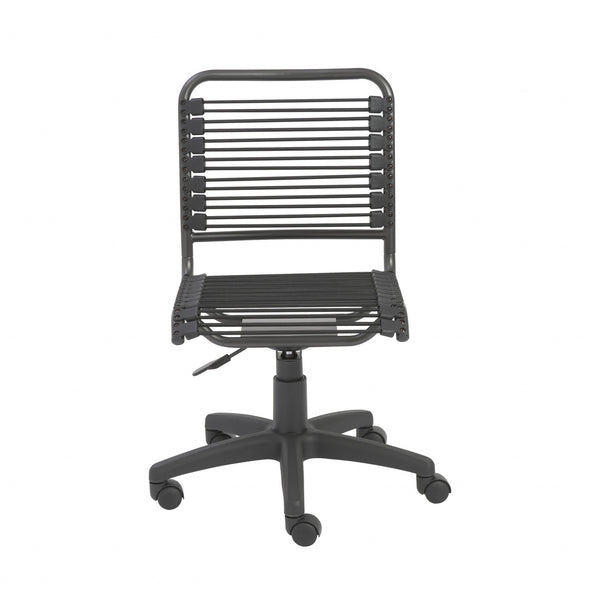 Homeroots Black Adjustable Swivel Bungee Rolling Office Chair  Round Bungie Cords,Steel Frame And Nylon Base 400762