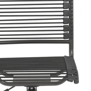 Homeroots Black Adjustable Swivel Bungee Rolling Office Chair  Round Bungie Cords,Steel Frame And Nylon Base 400762