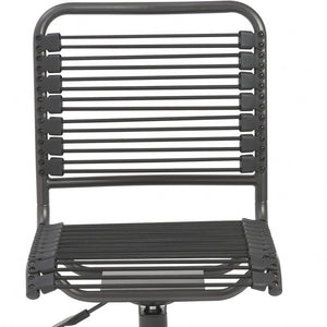 Homeroots Black Adjustable Swivel Bungee Rolling Office Chair  Round Bungie Cords,Steel Frame And Nylon Base 400762