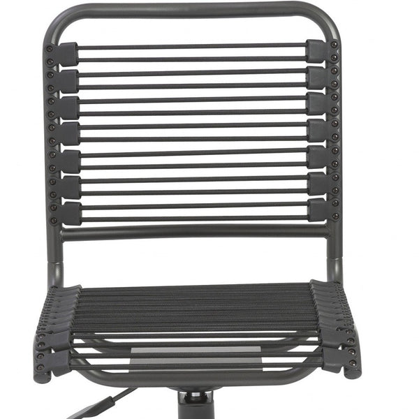 Homeroots Black Adjustable Swivel Bungee Rolling Office Chair  Round Bungie Cords,Steel Frame And Nylon Base 400762