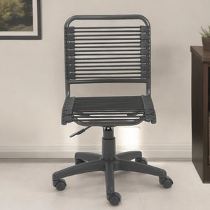 Homeroots Black Adjustable Swivel Bungee Rolling Office Chair  Round Bungie Cords,Steel Frame And Nylon Base 400762