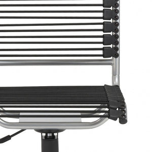 Homeroots Black And Silver Adjustable Swivel Bungee Rolling Office Chair  Bungee 400763