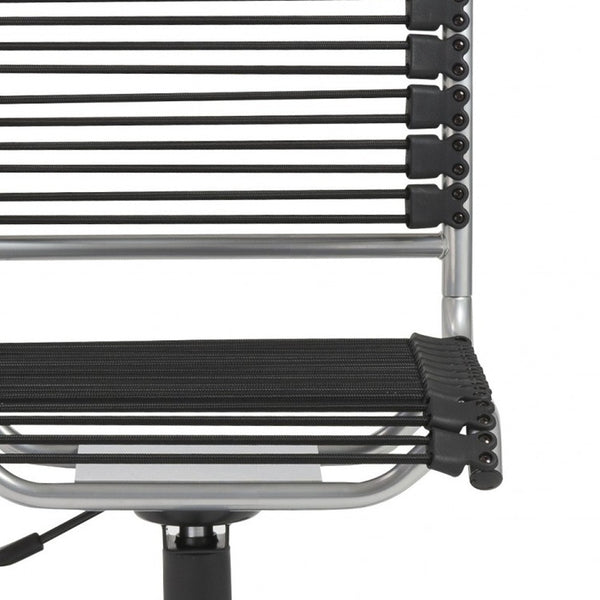 Homeroots Black And Silver Adjustable Swivel Bungee Rolling Office Chair  Bungee 400763