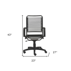 Homeroots Black Swivel Adjustable Task Chair Bungee Back Steel Frame  Round Bungie Cords,Steel Frame And Nylon Base 400764