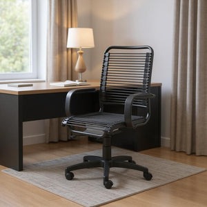 HomeRoots Black Adjustable Task Chair with Bungee Back Support, Steel Frame, and Customizable Comfort Options 400764