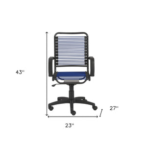Homeroots Blue And Black Adjustable Swivel Bungee Rolling Office Chair  Bungee 400765